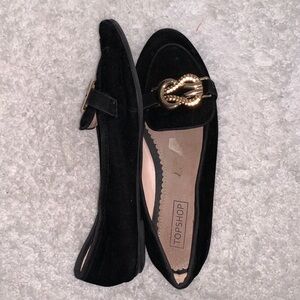 Topshop Snake Infinity Buckle Black Velvet Flat